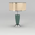 Modern Table Lamp With Beige Lampshade Green Column And Silver Base 3d model