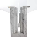 Elegant Modern Dining Table With Transparent Glass Top And Sleek Marble Legs Design