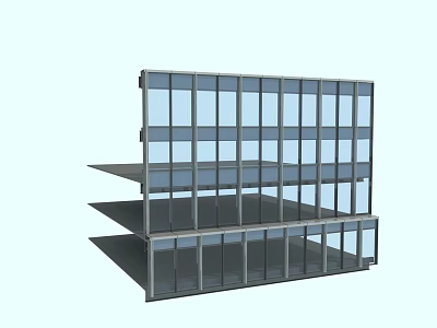 Modern Multi Storey Building Exterior Wall With Glass Curtain And Metal Frame Design 3d model