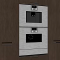 Modern Kitchen With Built In Stainless Steel Oven Coffee Machine And Wooden Cabinets