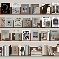 Various Books And Magazines On Stylish Wooden Bookshelves With Decorative Display And Arrangement