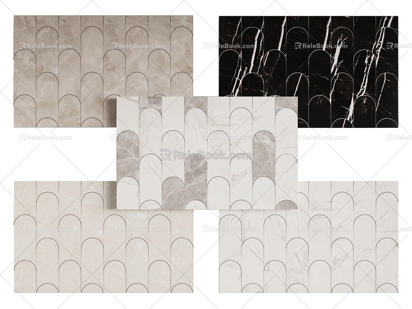 Feather pattern ceramic tile floor tile wall tile wall panel stone background wall marble pattern stone 3d model