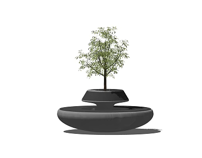 Modern Black Outdoor Chair With Round Design And Small Tree Plant 3d model Modern Black Outdoor Chair With Round Design And Small Tree Plant 3d model