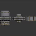 Three Mechanical Gear Components With Spiked Edges And Textured Metal Surfaces