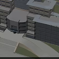 Modern Multi Storey Office Building With Glass Curtain Wall And Entrance Plaza
