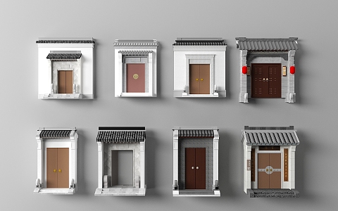 Chinese-style entrance door 3d model