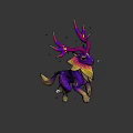 Colorful Game Movie Character With Purple Yellow Gradient Antlers And Starry Background
