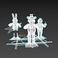 Game Movie Animatronic Characters Rabbit With Guitar Bear In Top Hat Holding Candle