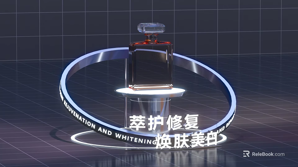Skincare Bottle Display Stand With Nourishing Repair And Skin Rejuvenation Whitening Luxury Ring Decoration 3d model 