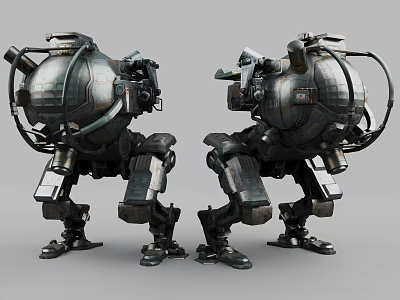 Sci-Fi Game and Movie Robot Character With Metallic Shell Mechanical Legs And Complex Structure 3d model
