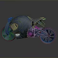 Blue Falcon Motorcycle with Modern Sleek Streamlined Body and Black Wheels 3d model