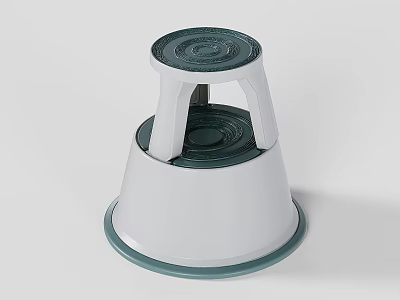 White And Green Two Step Children's Chair With Safe Non Slip Base 3d model