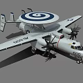 E-2 Hawkeye Fighter Jet With Tactical Airborne Early Warning AEW And Twin Turboprop