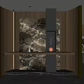 Elegant Modern Foyer Hallway With Marble Accent Wall Decorative Lighting And Console Table