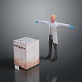 Blonde Haired Scientist With Blue Gloves Standing Next To Biological Sample Container