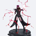 Game Movie Character Wearing Black Coat With Feathered Hat Casting Red Energy Streams