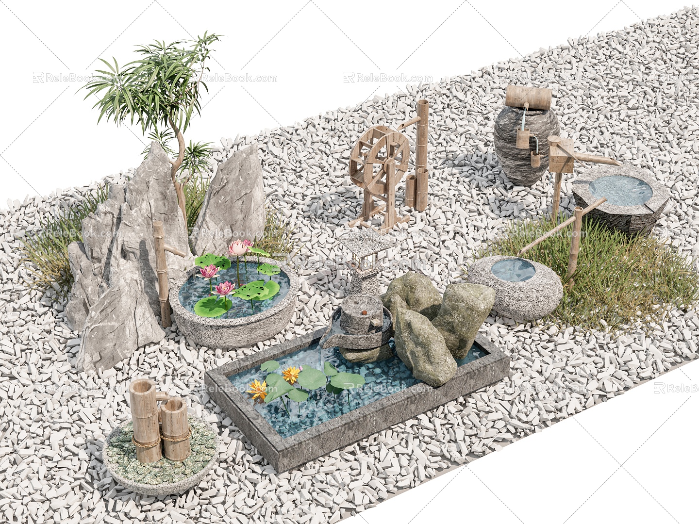 New Chinese Courtyard Waterscape Water Bowl Sink Manger rockery Waterscape model