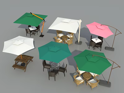 Modern Outdoor Table and Chair Outdoor Parasol Umbrella 3d model