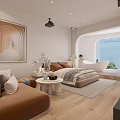 Modern Hotel Guest Room With Sofa Bed Sea View Bathtub Artwork And Wooden Floor Design