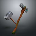 Medieval Battle Weapons Double Headed Hammer And Axe With Wooden Handles