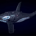 Mechanical Shark With Glowing Lights Futuristic Design And Emblem Details