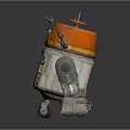 Smart Robot With Orange Dome White Body Mechanical Arms And Wheels