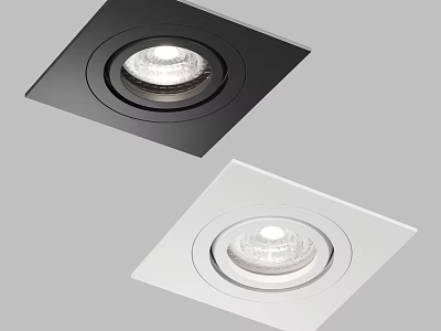 Square Black And White Recessed Spotlights For Modern Interior Ceiling Lighting 3d model