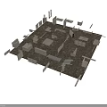 Detailed Architectural Model Scene Components With Various Shapes And White Background