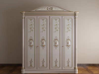 Elegant Classic Wardrobe Design With Intricate Carved Patterns And Decorative Panels 3d model