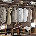 Organized Modern Wardrobe Interior With Hanging Clothes Shoes And Storage Shelves