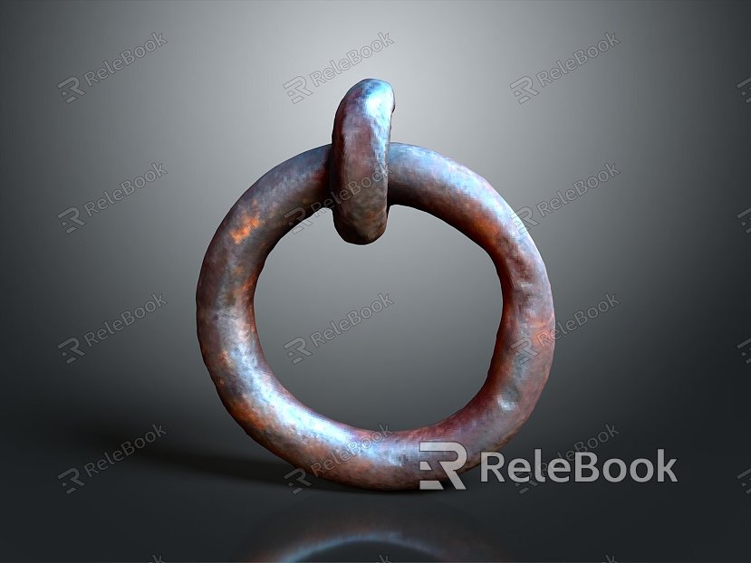 Antique gantry handle shop head ring ancient door ring god beast black and white vector carving door ring model