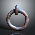 Closeup View Of Rusty Interlocked Metal Rings On Dark Background With Reflection
