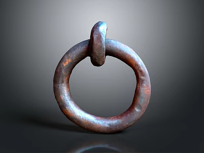 Closeup View Of Rusty Interlocked Metal Rings On Dark Background With Reflection 3d model