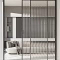 Modern Interior Swing Door Design With Glass Panel And Black Frame 3d model