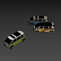 Modern Volkswagen Vans in Green Blue and Orange Stripe Color Schemes