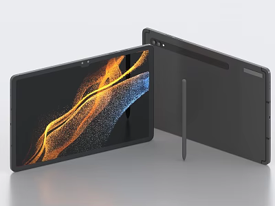 Sleek Modern Tablet Computer With Vibrant Display Screen And Stylus Pen 3d model
