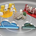Creative Photo Spot with Cloud Shaped Decor Yellow Stacked Structures and Red Framework