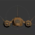 Futuristic Brown Interstellar Spaceship 3D Model With Detailed Wings And Engines