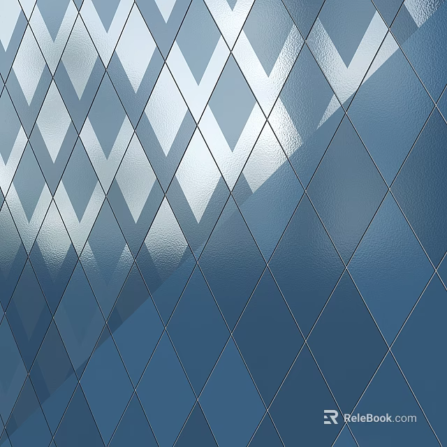 Elegant Blue Diamond Patterned Glossy Tile Background Wall Interior Design Ideas 3d model