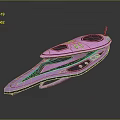 Futuristic Pink Purple Streamlined Boat With Sci Fi Design And Glass Details