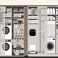 Modern Laundry Room With Stackable Washer Dryer And Storage Cabinets 3d model