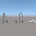 Various Styles of Modern Metal Water Faucets with Different Handle Types