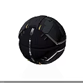 Futuristic Black Mechanical Sphere With Metallic Components And Geometric Design