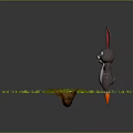 3D Cartoon Rabbit With Long Ears Smiling Standing On Green Grass Near Small Hole