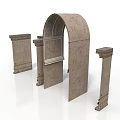 Vintage Classical Stone Architectural Elements With Arched Doorway And Decorative Columns 3d model