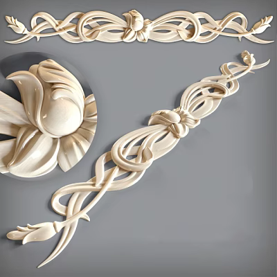 Exquisite Intricate Carved Wooden Floral Vine Decorative Art Details Design 3d model Exquisite Intricate Carved Wooden Floral Vine Decorative Art Details Design 3d model