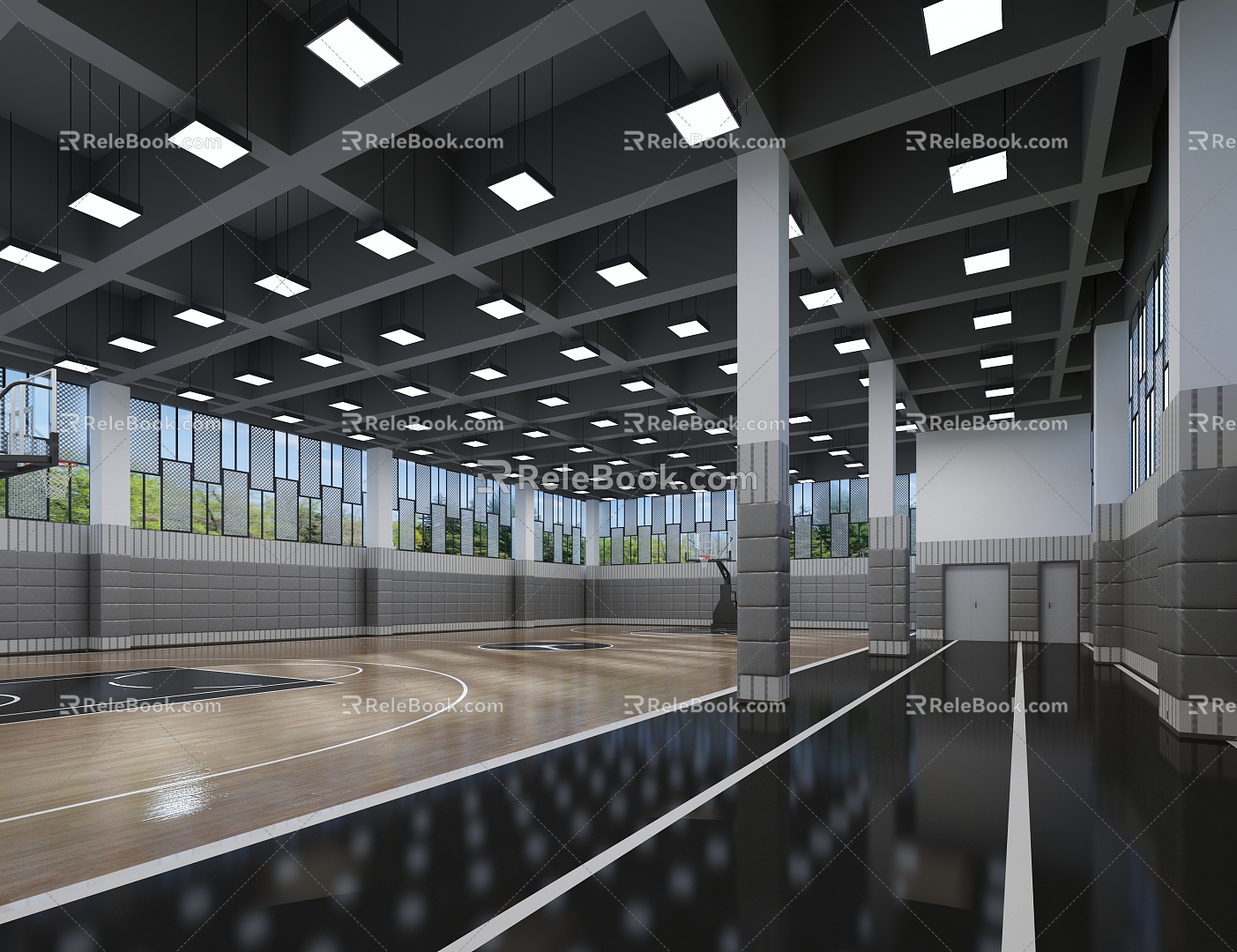 Industrial LOFT Basketball Hall Basketball Court 3d model