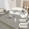 Quiet sofa tea table combination 3d model