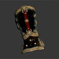 Ancient Weapon Arm Guards With Golden Decoration And Red Straps Traditional Design
