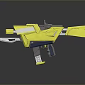 Yellow Futuristic Sci Fi Weapon Featuring Metallic Blade And Sleek Design
